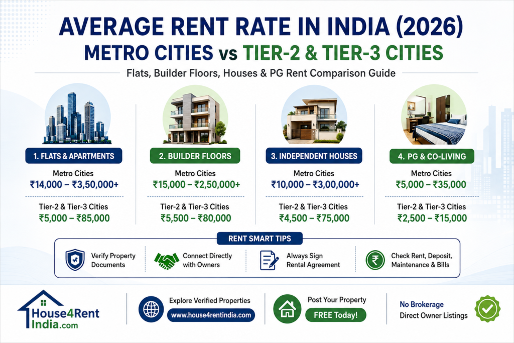 🏠 Average Rent Rate in India (2026): Metro Cities vs Small Cities Rental Guide